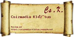 Csizmadia Klétus névjegykártya